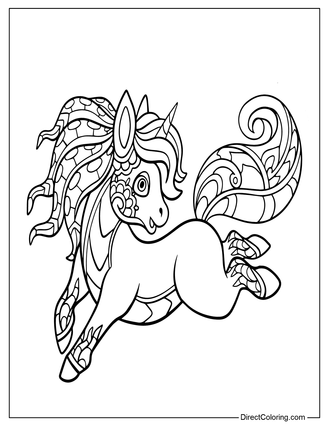 Mandala Unicorn Coloring Page